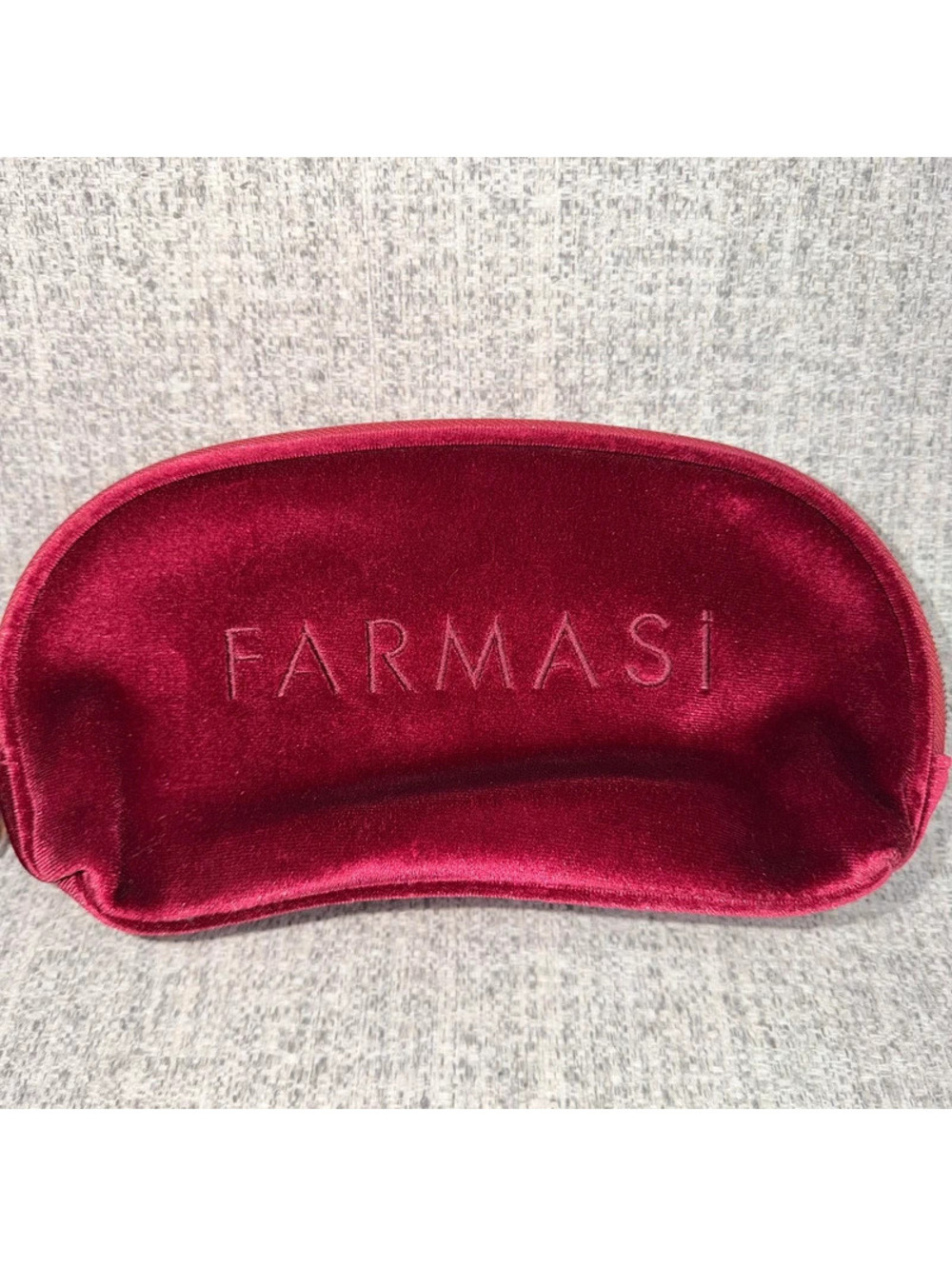 Farmasi Burgundy Velvet Makeup Cosmetic Bag Zipper Travel Organizer Pouch